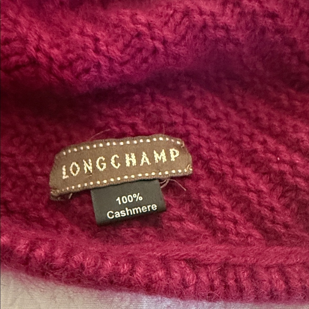 Longchamp Paris 100% Cashmere Knit Raspberry Beret Hat. Authentic. Like New! - Picture 2 of 6